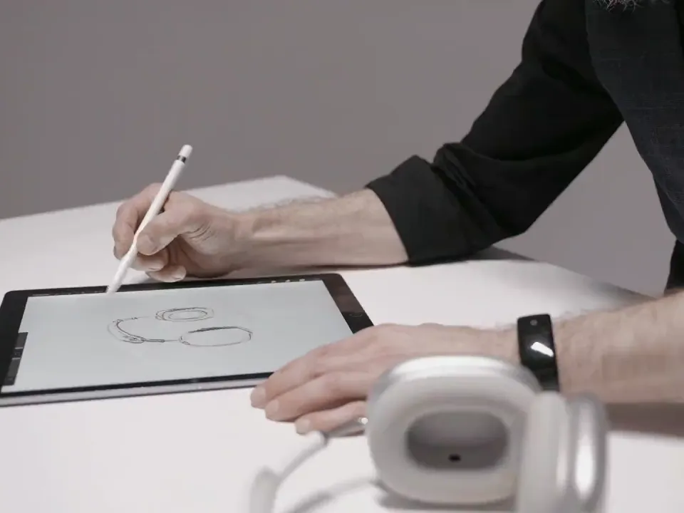 A designer developing visual concepts with a pen tablet